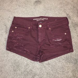 American Eagle Maroon Shortie Shorts